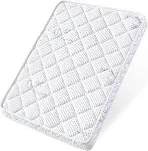 Pack and Play Mattress - 38" x 26"- Premium Knitted Fabric Safety Reinforced Play Yard Mattress - Fits for Graco & Baby Trend & Pamo Babe Playard, Firm Support and Comfort FoamWhite