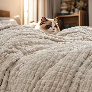 PHF Ultra Soft Flannel Fleece Blanket Queen Size, Lightweight 3D Jacquard Fleece Blanket, No Shedding, No Pilling, Luxury 340GSM Aesthetic Fluffy Cozy for Bed Room Decor, 90"x90", French Oak
