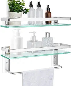 Suzile 2 Pack Bathroom Shelf Towel Bar Wall Mounted 16 in