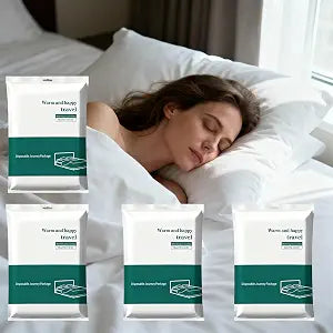 Disposable Bed Sheets 4-Pack | 4-Piece Set (87"x87" Bed Sheet, 95"x87" Quilt Cover, 20"x32" Pillow Case) Hotel & Travel Essentials Portable & Hygienic (Disposable Bed Sheets (4 Pack))