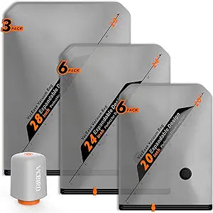 Vacbird Rechargeable Wireless Pump Travel Storage Bags Set - Portable Space Saver Bags for Travel & Home - Vacuum Compression Packing Seal for Clothes, Blankets, Seasonal Storage 15 Combo Set