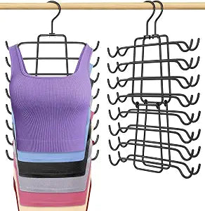2Pcs Tank Top Hangers Space Saving Hanger Organizer Bra Hangers Black
