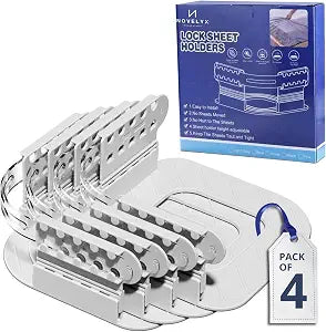 Bed Sheet Holder with Lock Strips ��� 4 Pack, Invisible Non���Slip Sheet Suspenders, Heavy���Duty Corner Holders for Mattress, No Clips or Straps, One���Time Setup, Fits Twin to King & Adjustable
