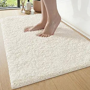 DEXI Bathroom Rugs Non Slip Washable 36x24, Ultra Soft and Water Absorbent Bath Mat, Thick Plush Fluffy Microfiber Bath Rug Carpet for Shower Floor, Tub, Sink, Ivory