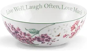 Lenox Butterfly Meadow "Live Well, Laugh Often, Love Much" Serving Bowl, White -