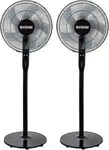 Hurricane 2 Pack Oscillating Pedestal Stand Fan, 12-Speed Cooling Unit, 16", Black - With Remote Control, Adjustable Tilt & Height for Home