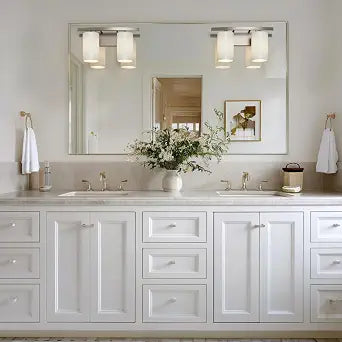 Tawson Talos 2-Light Wall Sconce Vanity in Brushed Nickel with Satin Etched Glass Shade for Hallway, Entryway, Passway, Dining Room, Bathroom, Garage, Kitchen, Balcony, Living Room