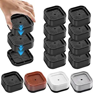 Stackable Bed Risers 1 Inch, Furniture Risers, 8 Pack Square, Black