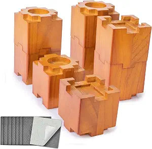 Wood Bed Risers with Non-Slip Rubber Pad Furniture 3.5 Inch 8 Pack, Brown