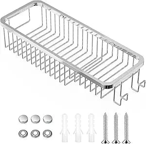 Wire Basket Wall Mount,Corner Shower Caddy 304 Stainless Steel,Bathroom Shower Organizer Soap Caddy,Polished FinishLong Basket