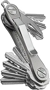 KeySmart Rugged - Multitool Key Holder for Keychain w/Bottle Opener and Pocket Clip, Organizer for Keys, EDC Keychains, Ring for Car Fobs Key Chains, Expandable (Up to 14 Keys, Titanium)