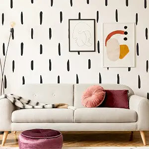 Black Stripe Abstract Line Wall Decals, Boho Farmhouse Wall Decor