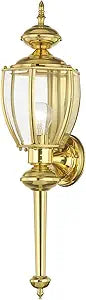 Livex Lighting 2112-02 Outdoor Wall Lantern with Clear Beveled Glass Shades, Polished Brass