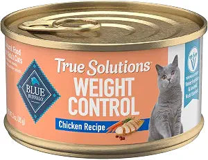 Blue Buffalo True Solutions Weight Control Wet Cat Food for Adult Cats, Made with Natural Ingredients, Chicken, 3-oz. Cans (24 Count)