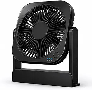 Small Portable Desk Fan, USB or AA Battery Power. Powerful, Quiet, Black