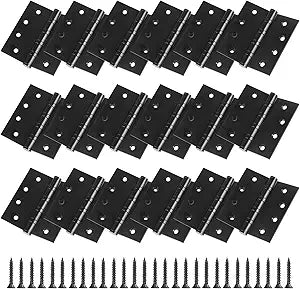 18 Pack Ball Bearing Door Hinges, 4 x 4 Inches Heavy-Duty Stainless Steel Door Hinges with Square Corners, 3 mm Thickness Stainless Steel Exterior & Interior Door Hardware, Black
