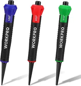 WORKPRO 3-Piece Nail Punch Set, Includes 1/32", 1/16", 3/32" Nail Setter