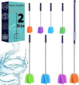 4/Large+4/Small Sizes Silicone Resin Mixer Paddles,Reusable Reusable Paint and Resin Mixer Paddle to Mix Epoxy Resin, Paint, Ceramic Glaze and Reduce Bubbles - Paint Mixer for Drill (4/Large+4/Small)