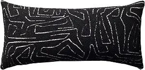 Throw Pillow Covers, Pack of 1 Woven Jacquard Cushion Covers for Sofas, Couches, Bed, Boho Home Decor, Cozy Soft and Comfortable Pillow Cases Bed, Amorf, Black 14x28 Inch