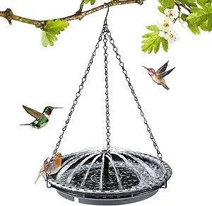Solar Bird Bath Fountain for Outdoor, Solar Powered Hummingbird Water Fountain Pump Combo Set with 4 Water Patterns for Garden Yard Patio Lawn (Hanging)