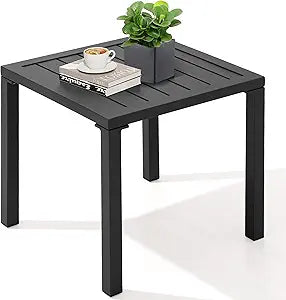 Crestlive Products Aluminum Outdoor Side Table, Pool Lounge Chair Side Table, Weather Resistant Small Square Coffee End Table for Patio, Yard, Garden, Porch, Deck, Indoor, Outdoor