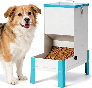 Automatic Dog Feeder 10L Auto Cat Feeder with Stand Gravity Dog Food Dispenser with A Detachable Feeding Tray, Galvanized Pet Feeding Station for Dogs & Cats (10L)