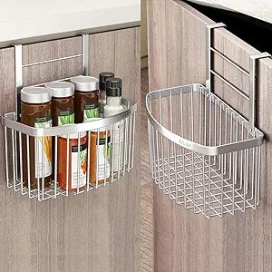 Over Cabinet Door Basket,SUS304 Stainless Steel Storage Basket, Kitchen Storage Organizer, Hanging it behind a door or on a railing,for Home Kitchen Bathroom Pantry, 2 Pack