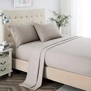 Lanest Housing King Sheet Set, 2400 Thread Count Soft Deep Pocket Microfiber Sheets, 4 Pieces Taupe Bedding Sheets & Pillowcases