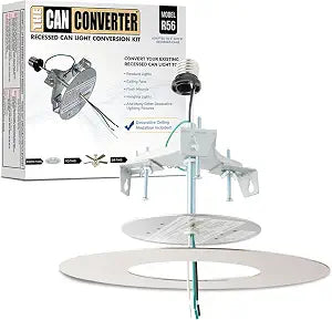 The Can Converter R56 Recessed Can Light Conversion Kit w/ 7" Flat Steel Ceiling Medallion - Home Improvement for 5" & 6" Cans, Converter Kit for Ceiling Fan & Light Fixture, UL Certified, White