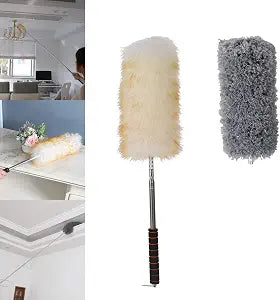 Midoneat Lambswool Duster with Extra Flexible Microfiber Head,Long Reach/Extendable Duster Up to 86" for Cleaning High Ceiling Fan, Interior Roof, Cobweb, Keyboard, Furniture