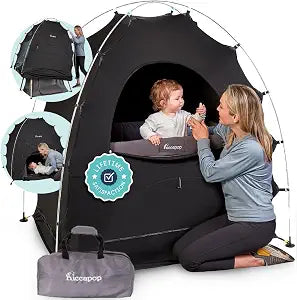 Hiccapop Daydreamer Blackout Tent for Pack and Play, Original Patented 2-Door Sleep Pod for Kids & Babies, Blocks 98% of Light for Better Sleep Anywhere, Black