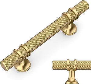 Amerdeco 10 Pack Knurled Champagne Bronze Cabinet Pulls 5 Inch Length (3 Inch Hole Center) Kitchen Cabinet Handles for Drawer, Cupboard and Wardrobe
