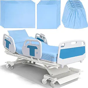 12 Pack Hospital Bed Sheets for Home Use, Extra Long Hospital Bed Fitted Sheets 36 84 14 Inches,Bed Sheet Set Included Flat Sheets and Pillow Cases,Blue