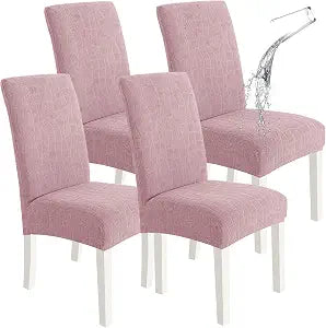 SYSLOON Waterproof Chair Covers for Dining Chairs 4 Pack,Pink