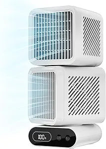 Hotsales USB Desk Fan, Rechargeable Table Fan for Bedroom, 6000mAh Battery, Dual Heads, 6 Speeds, Digital Display, 360┬░ Rotation, 120┬░ Oscillating, Desk Fans Small Quiet for Office Dorm Kitchen