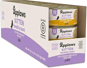 Applaws Kitten Healthy Start Chicken Breast in Pate Wet Cat Food, Real Protein Wet Food for Cats with No Artificial Additives, (12 x 2.47oz Cans)