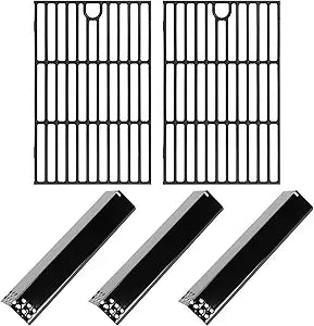 Hisencn Grill Replacement Parts for Expert Gas Grill 3 Burner 720-0988EC 720-0988EG 720-0988ED Grill, Cast Iron Grill Grates and Porcelain Steel Heat Tent Plates Heat Shield Repair Kit