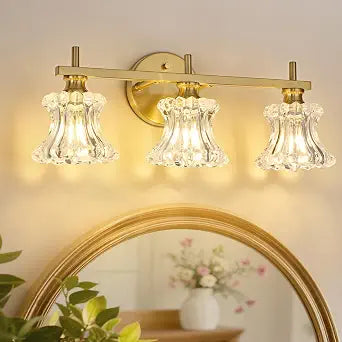 Gold Bathroom Light Fixture 3-Lights Vintage Vanity Lights