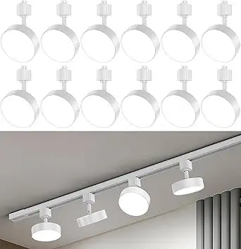 Diffuse LED Track Lighting Heads H Type Track Light Heads Dimmable Kitchen Track Lighting Fixtures Ceiling, Compatible with H Track Rails - Flicker Free CRI90+ 3000K 12W 1000lm, 12 Pack White