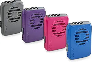 O2COOL Deluxe Personal Necklace Fan | Hands- Free, Battery Operated Wearable Mini Cooling Device for Beach, Sporting Events, Camping (4 Pack Random Colors)