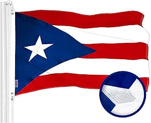 G128 Puerto Rico Puerto Rican Flag | 4x6 Ft | ToughWeave Series Embroidered 300D Polyester | Embroidered Design, Indoor/Outdoor, Brass Grommets
