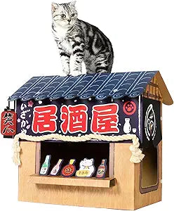 SMILE PAWS Cat Beds for Indoor Cats, Cardboard Cat House with Scratchers, Izakaya Bar, Large Sturdy Cat Furniture Condo Cave Tent, Easy to Assemble Pet Toys Accessories Stuffs, Bunny Small Animals