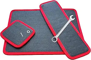 3-Piece Magnetic Tool Set, Flexible Magnetic Mat & Tray Holder with Strong Grip, Non-Slip PVC Organizer for Screws, Wrenches, Garage Workshop & Auto Repair Tools(12.5x9.6/12.5x4.1/4.6x4.6in)