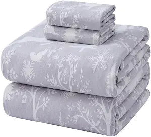 100% Cotton Flannel Sheets, Ultra Soft Cozy Warm Bed Sheets Set for All Season, 16" Deep Pocket, 4PC, Queen