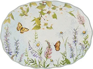 Easter Meadow 14x10.5-Inch Oval Serving Platter Beautiful Butterfly & Floral Design, Ideal for Fruit, Cheese, Pastries & Desserts Perfect for Easter Decor Dishwasher Safe