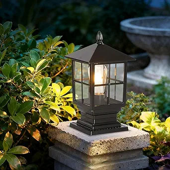 SLAWA Outdoor Post Light Fixture, Modern Outdoor Column Lights IP54 Waterproof Aluminum Pillar Lights Outdoor Lighting for Yard Garden Patio Path, with Clear Glass Shade