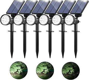 Bosceos Solar Spot Lights Outdoor - Adjustable Solar Flood Lights with 30 LEDs, 3 Modes, 800 LumensIP65 Waterproof, Solar Light for Landscape, Yard, Garden, Driveway, Tree(Daylight White, 6-Pack)
