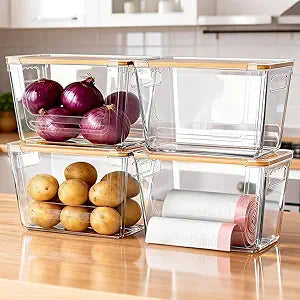 4 Pack Pantry Storage Containers for Onions, Potatoes and Trash Bags