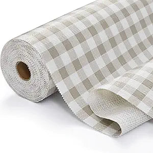Drawer and Shelf Liner, Non-Slip Kitchen Cabinet Liners Non-Adhesive Thick Strong Grip Waterproof Washable Mats Protect Dresser Shelves Cupboard Bathroom Cabinets, Green Plaid, 12 in X 30 FT
