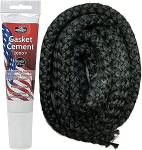 Midwest Hearth Wood Stove Replacement Gasket Kit Γ Made in USA Graphite Impregnated Fiberglass Rope Gasket & 2000┬░F Adhesive Cement for Woodburning Stoves (1" x 72" Rope)